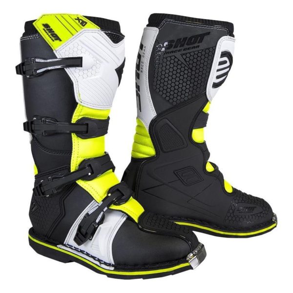 Bottes cross Shot X10 2.0 noir/blanc/jaune fluo - 39