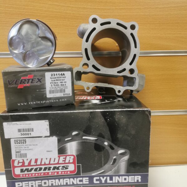 Cylindre cylinderwoks 77 mm + piston haute compression vertex kawasaki kx 250f/suzuki rmz 250